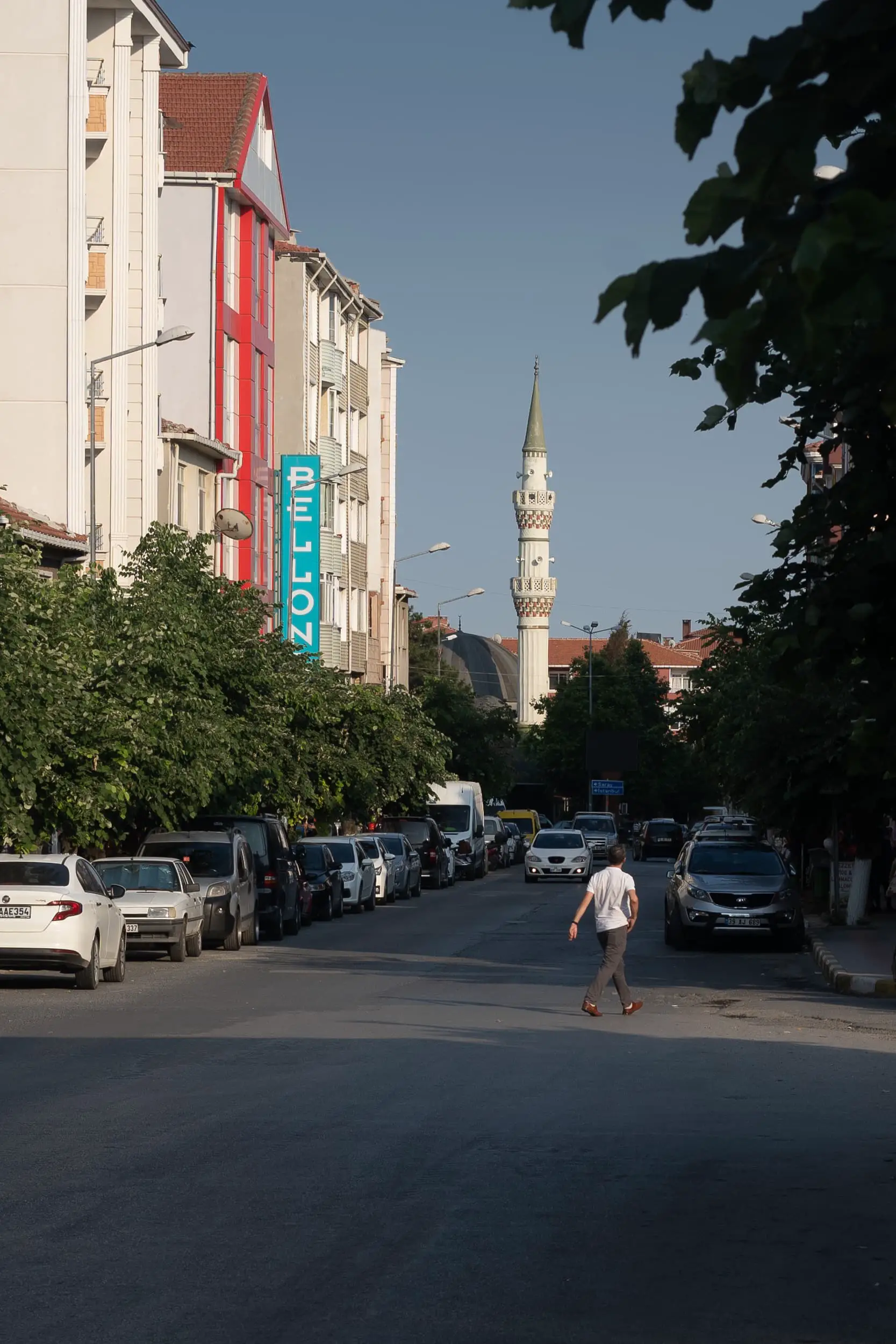 Turkish minaret in small turkish village