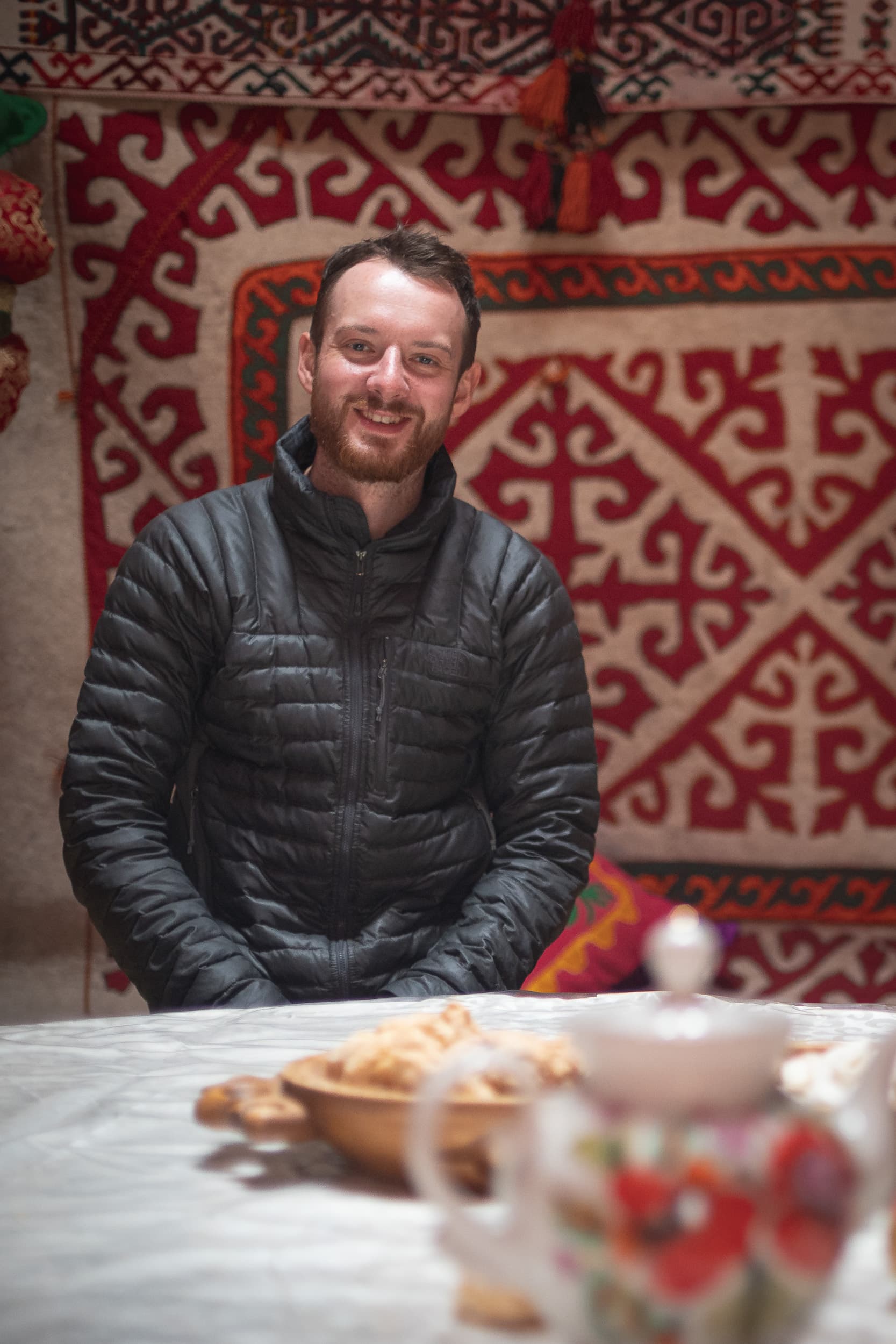 Andrew in a kazakh yurt