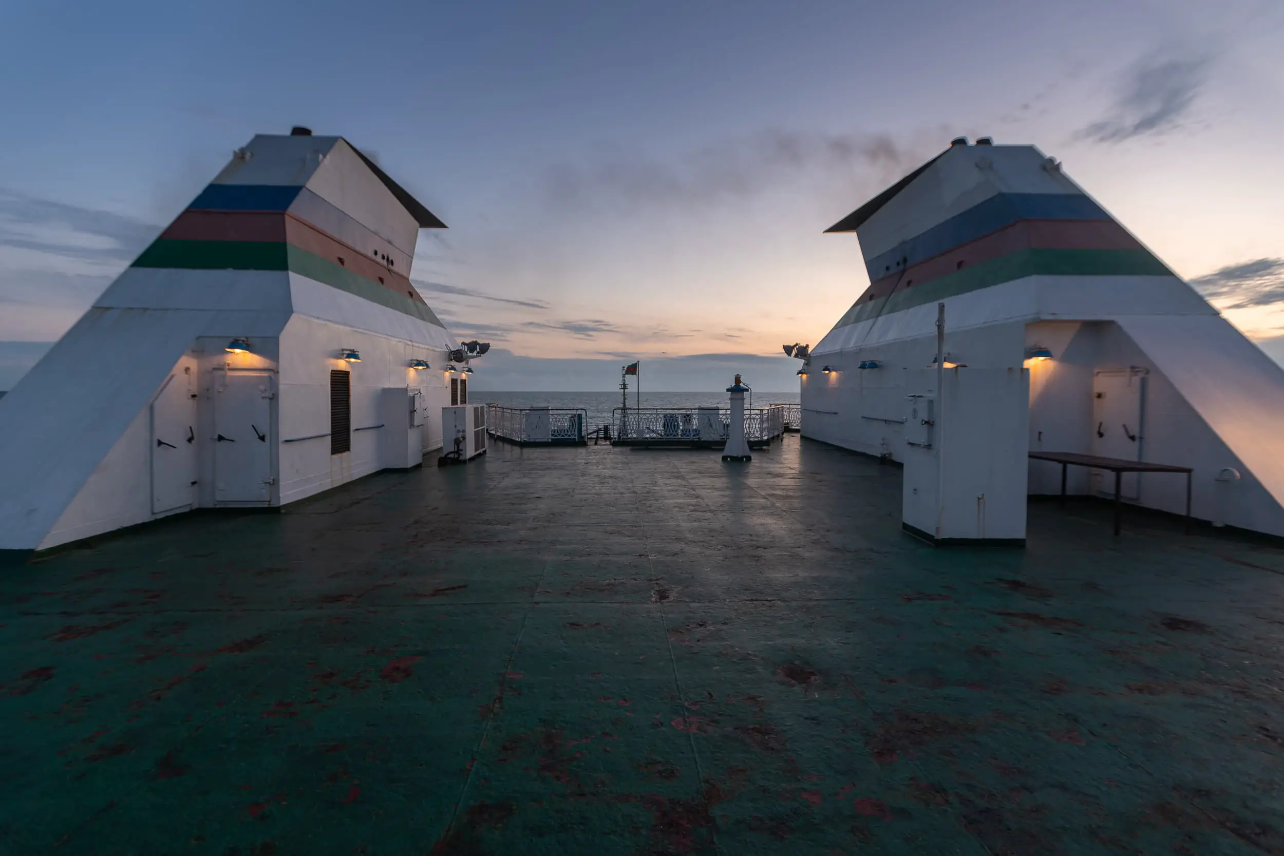ferry deck at dusk