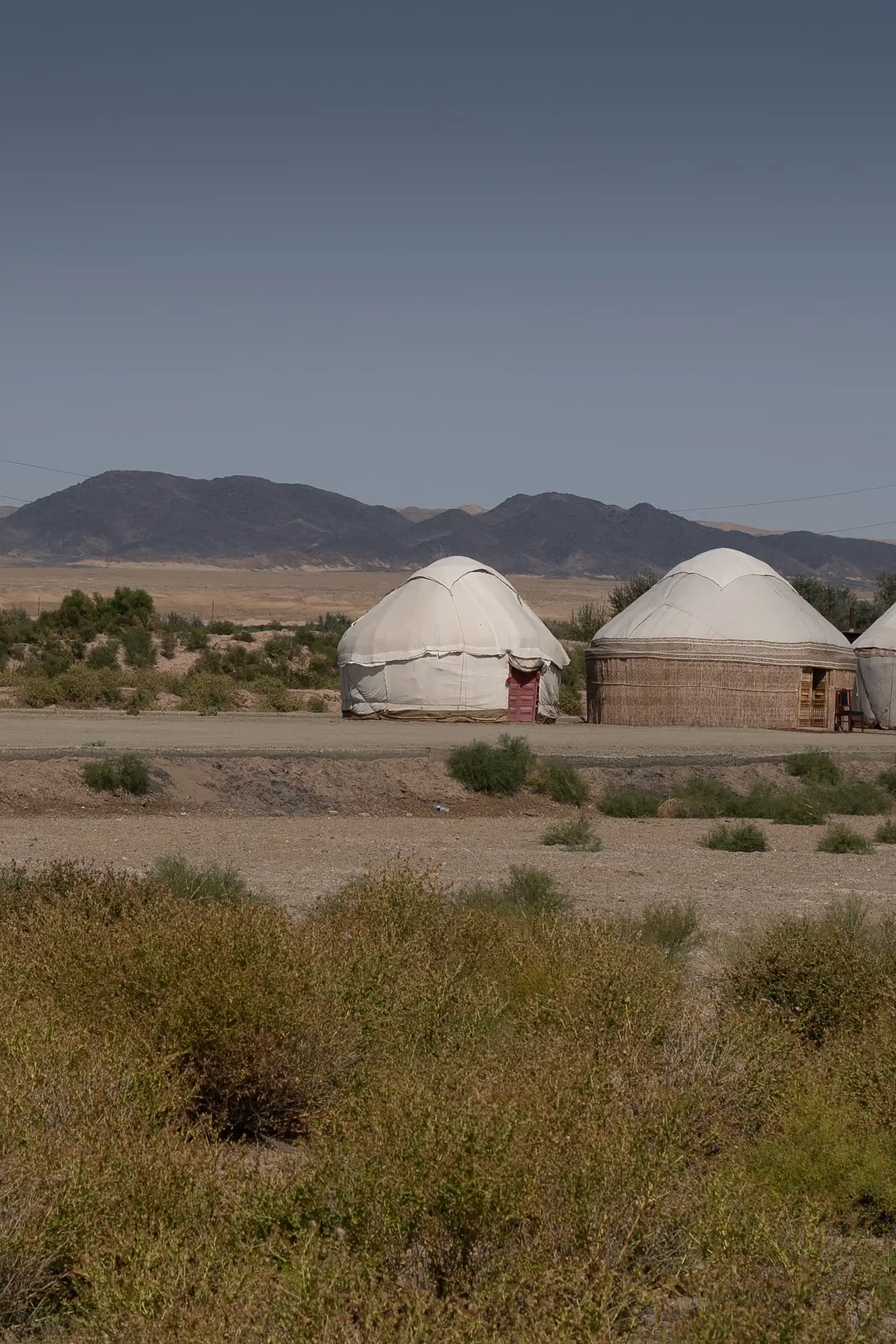 Yurts in the Uzbekistan desert