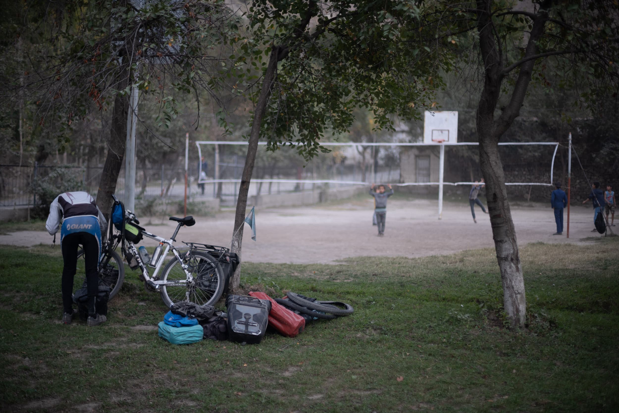 Camping next to a volley field Tadjkistan