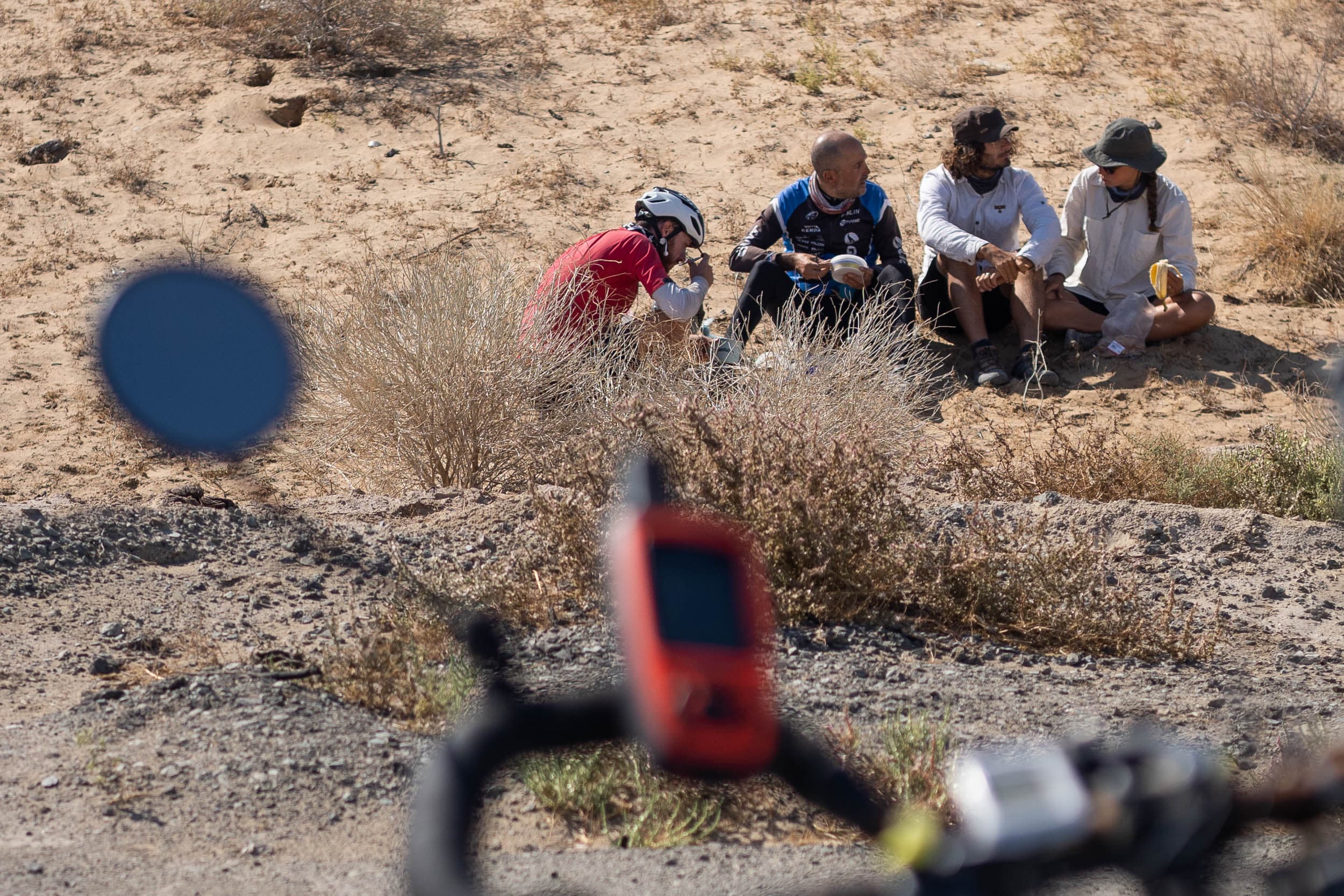 cycle break in the Uzbekistan desert