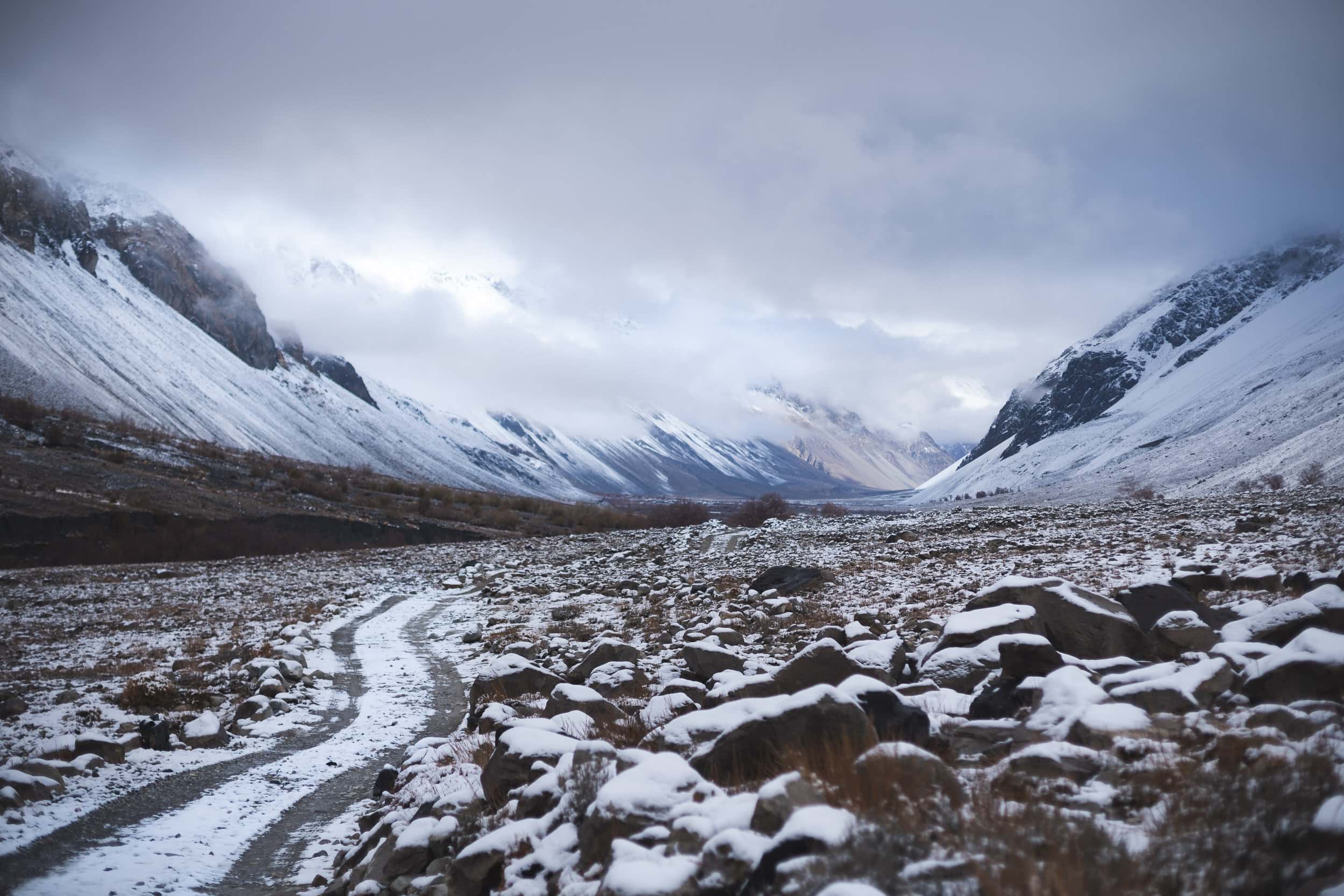 Snowy Bartang Valley Tadjikistan